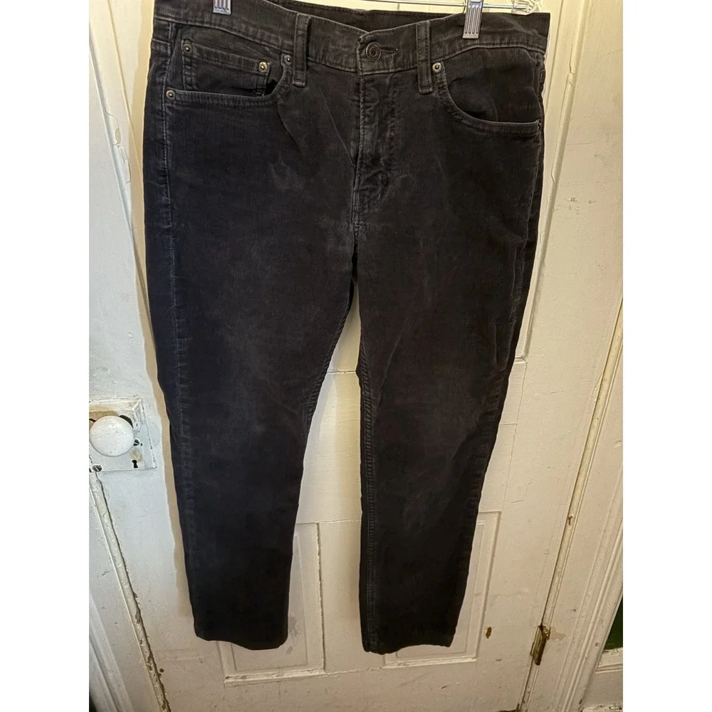 LEVIS Black Corduroy Pants‎ Mens 31x27 Straight Fit Cord Jeans Casual